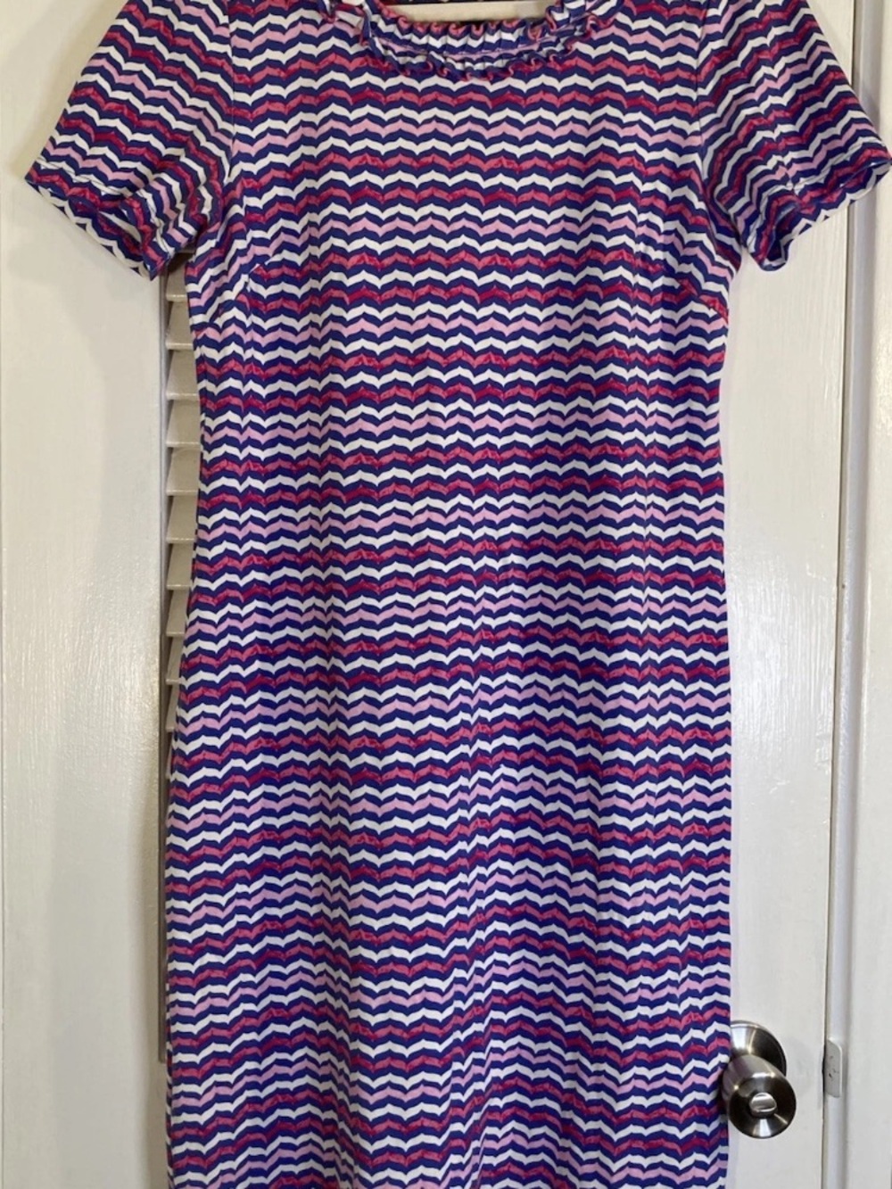 Talbots Chevron Midi Dress in Purple, Pink, White